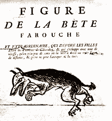Canard du 24 nov 1764  reproduit dans  "la B&ecirc;te du G&eacute;vaudan" de Fran&ccedil;ois Fabre, &eacute;ditions Bor&eacute;e
